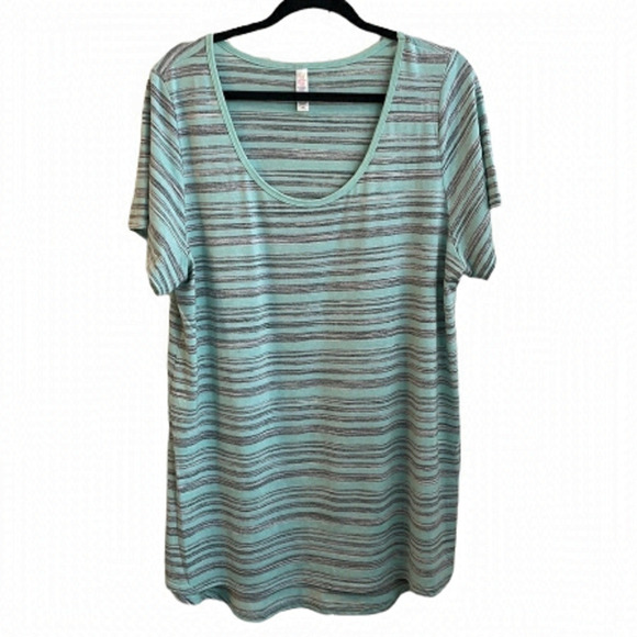 LuLaRoe Classic Tee | Scoop Hem | Grey & Mint Green - Size XL - Picture 1 of 8